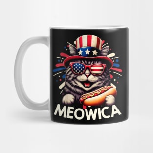 Meowica 4th of July Patriotic Cat American Flag 4th of July Mug